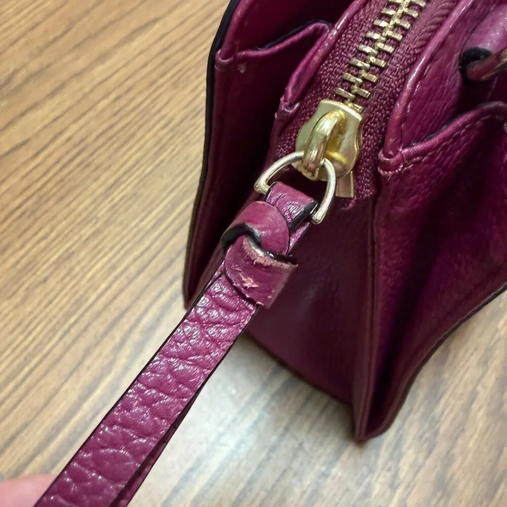 Kate Spade Berry Red Pebbled Leather Mulberry Street Lise Satchel Crossbody EUC